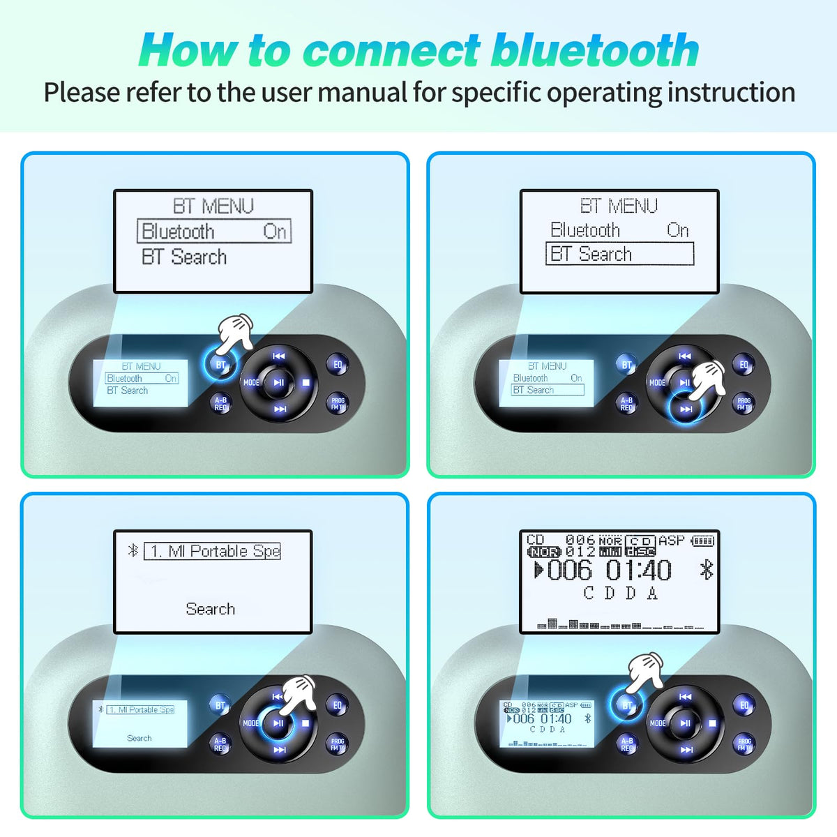 Portable CD Player with Bluetooth R969