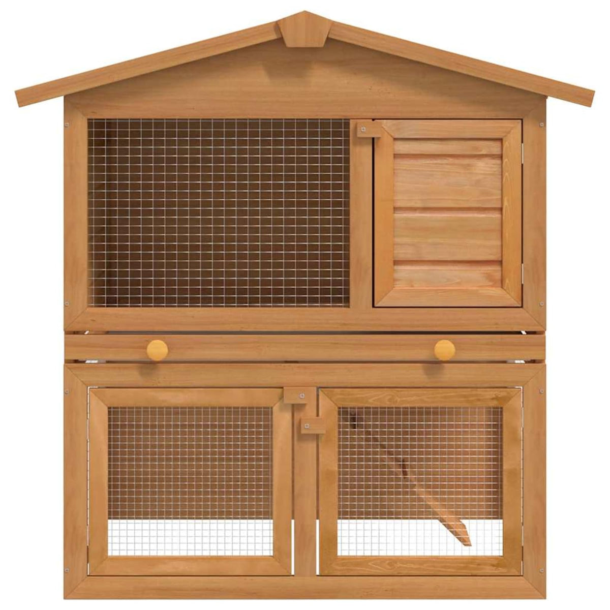 2-Tier Wooden Rabbit Hutch with Ramp S5118