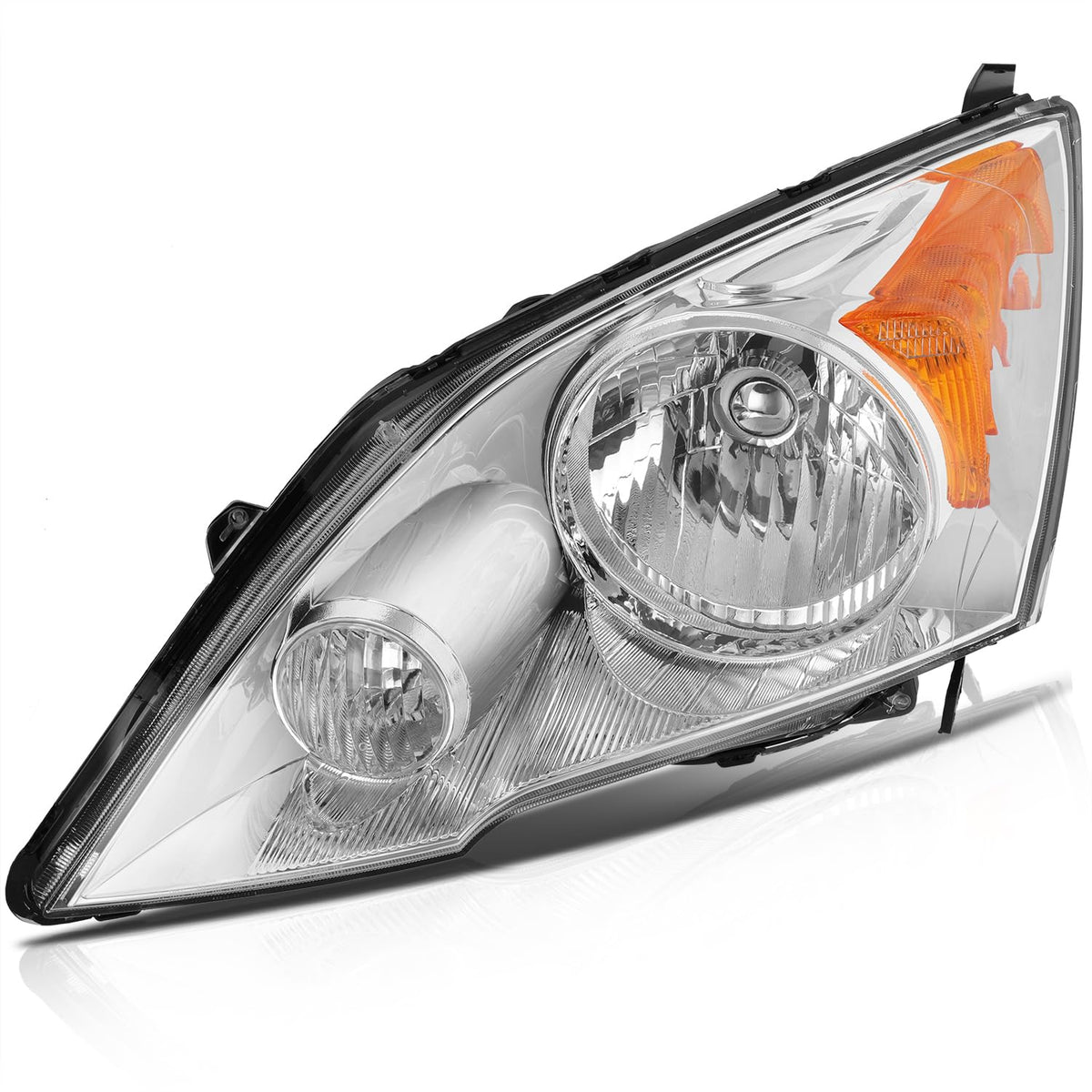Headlights Assembly Pair Chrome Housing Amber Reflector Clear Lens N2895