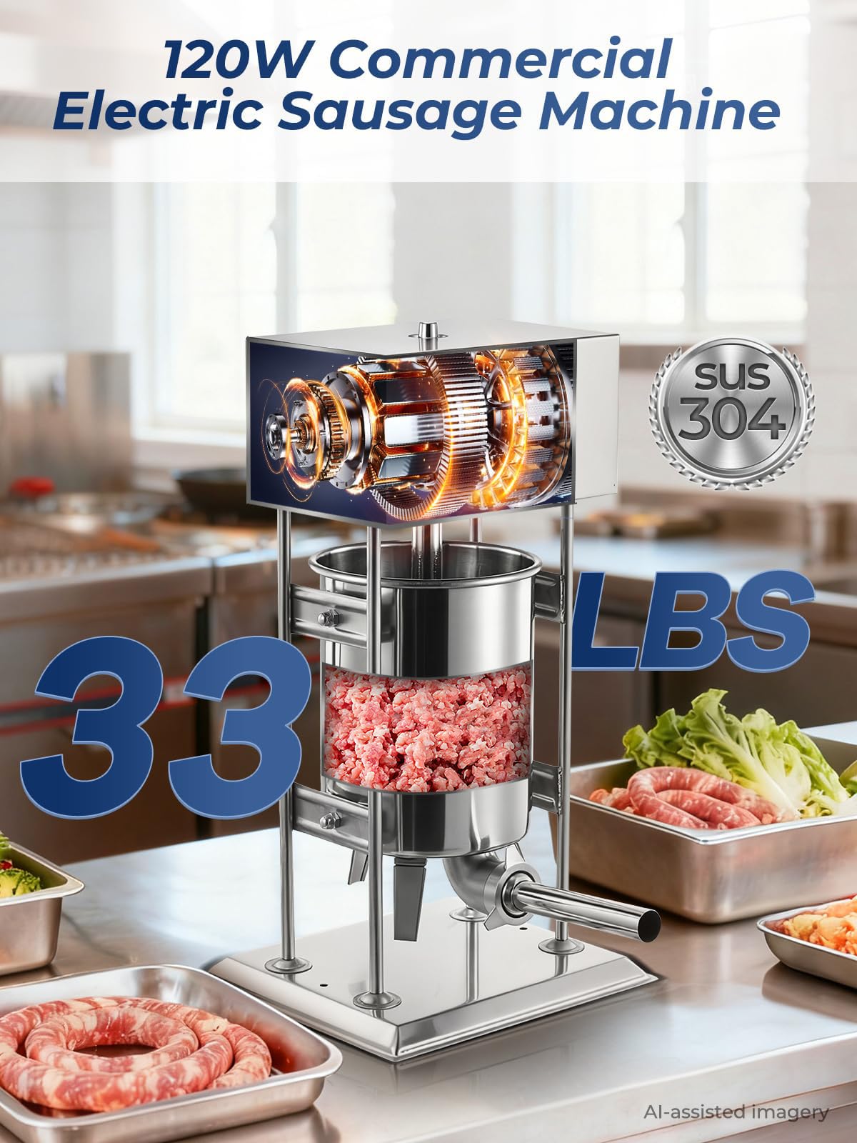 33LBS Stainless Steel Sausage Stuffer J96277