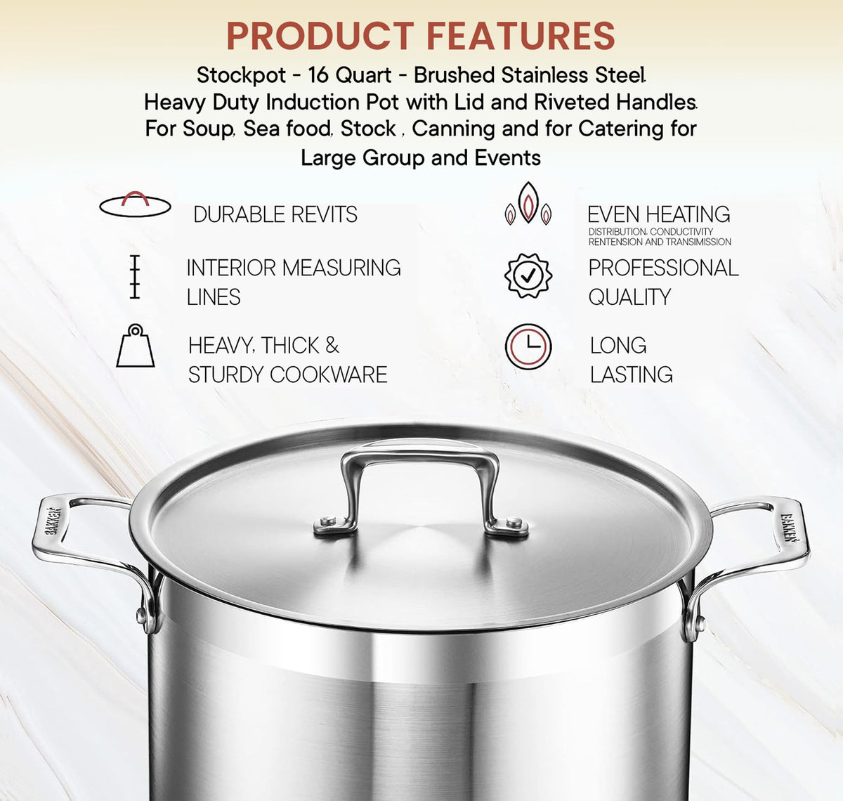 16 Quart Stainless Steel Stockpot with Lid W980724
