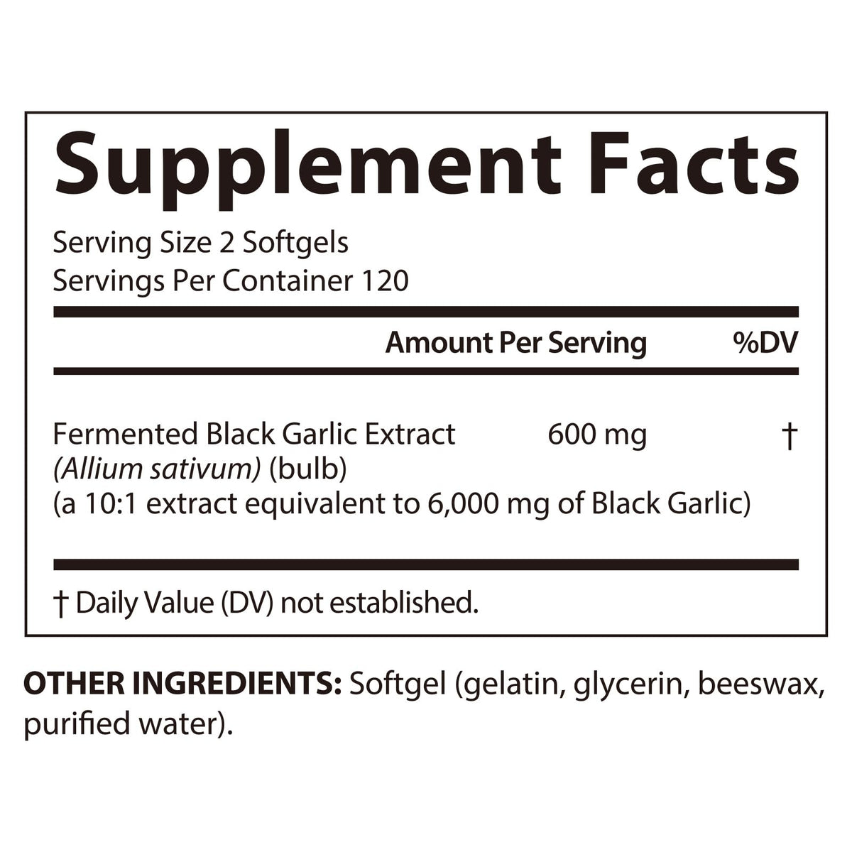 Black Garlic Capsules 6000mg 240 Softgels T139951