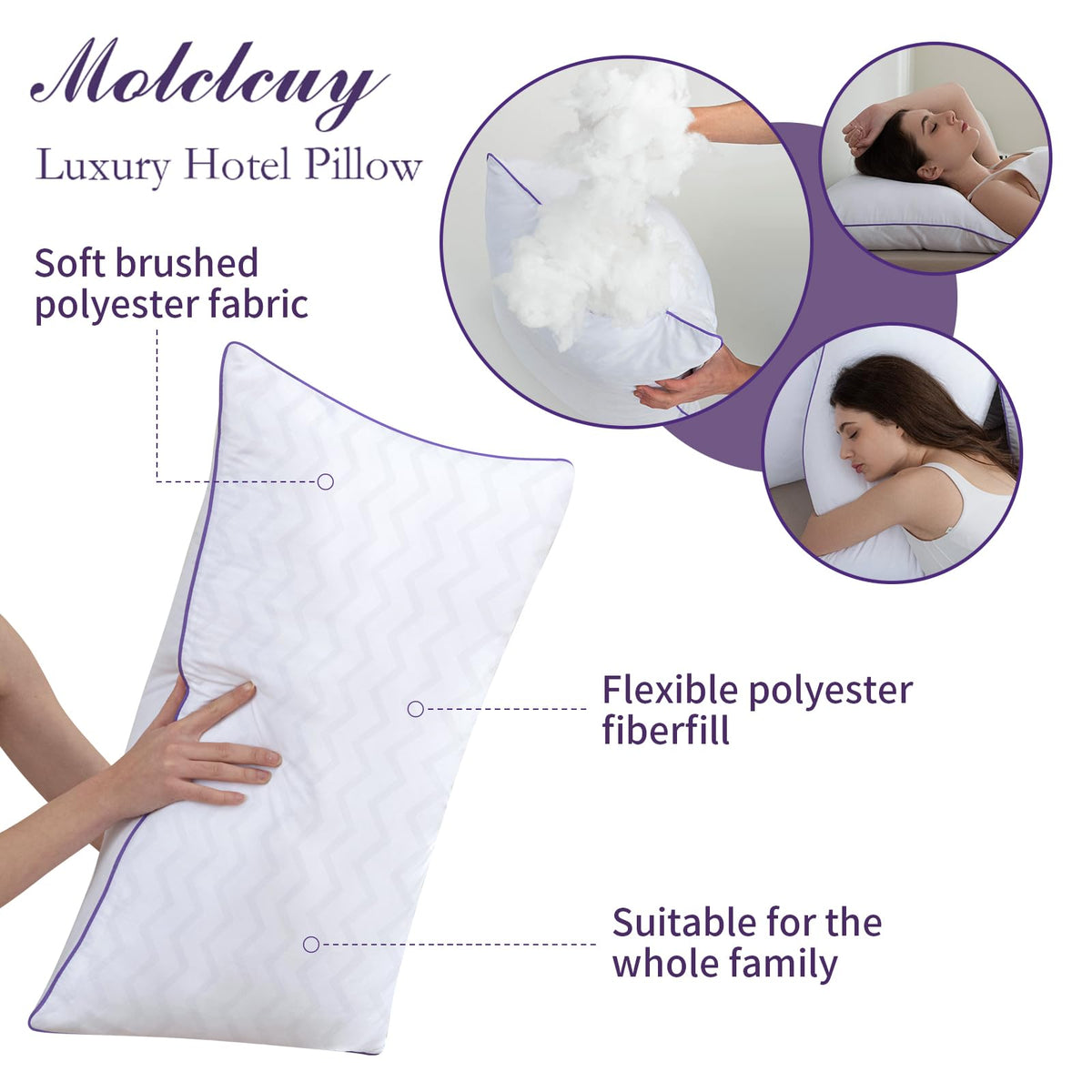 King Size Set of 2 Down Alternative Microfiber Bed Pillows L8882