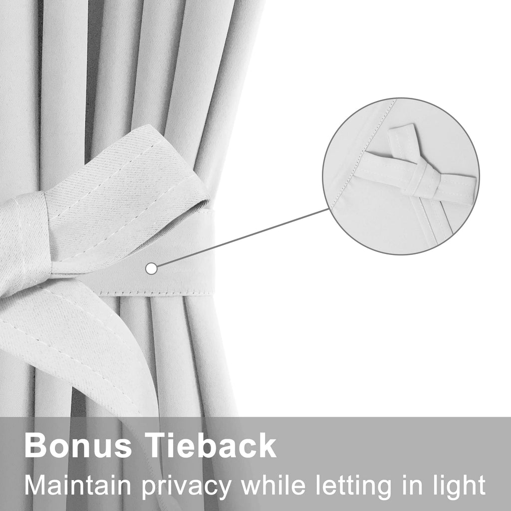 Door Curtains, Thermal and Room Darkening Curtains, Rod Pocket Blackout Curtains, 25 x 40 inches, Greyish White, 1 Panel Q285