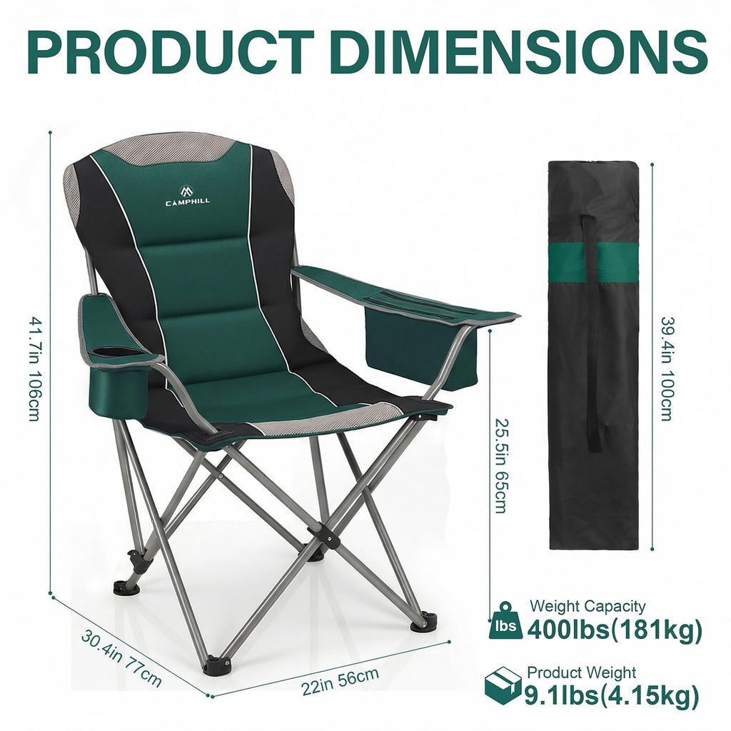 Oversized Folding Camping Chair with Cup Holder, 2 Pack C602032