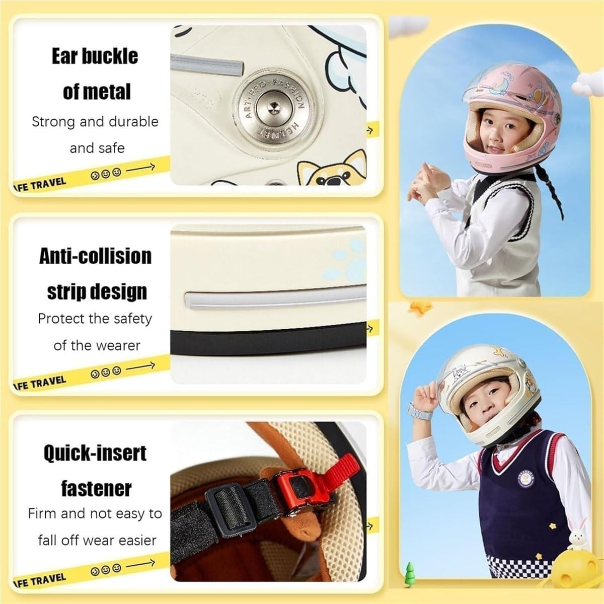Kids Full Face Motorcycle Helmet with Visor, DOT Approved F6643