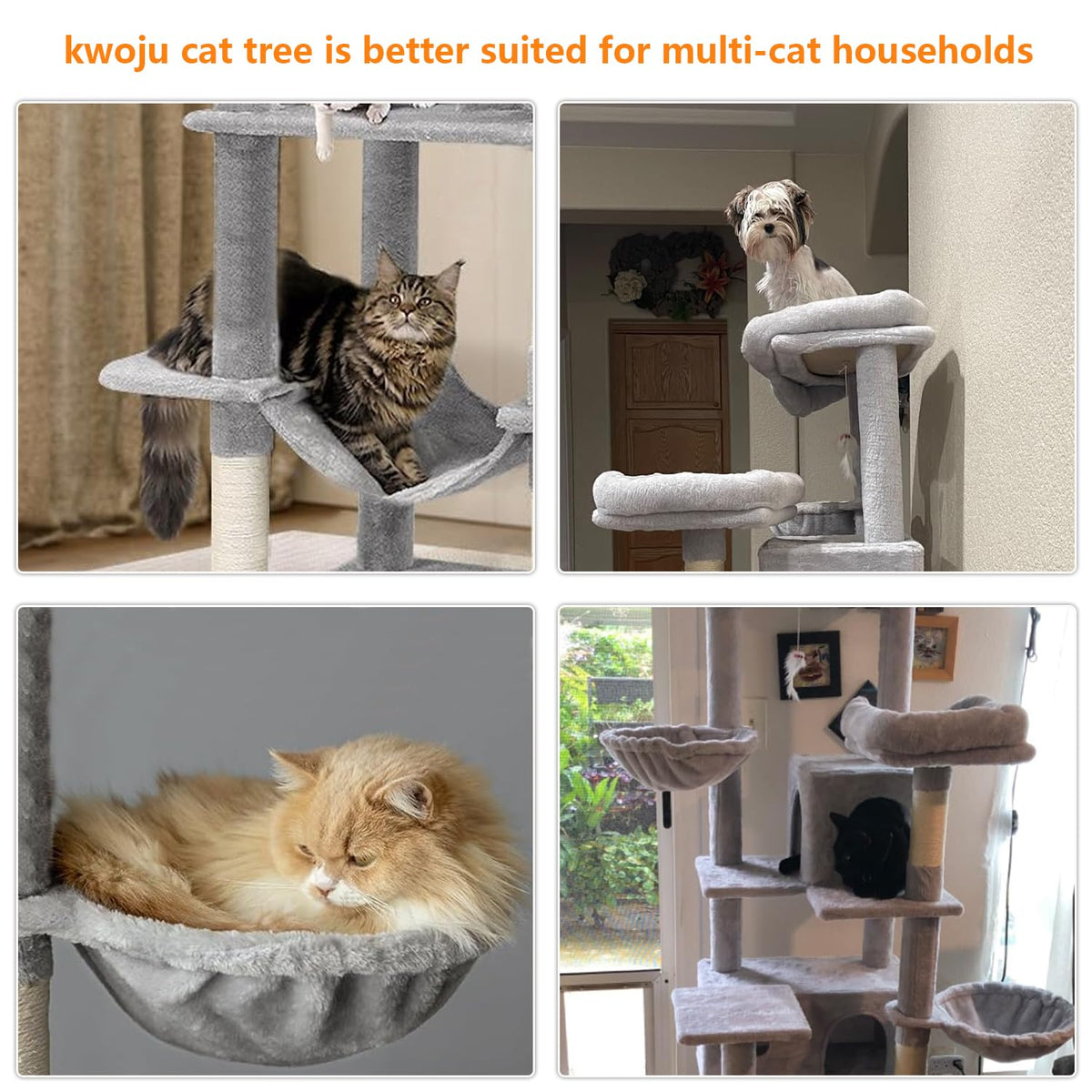 68 Inches Multi-Level Cat Tree Tower with Sisal Scratching Posts F98342