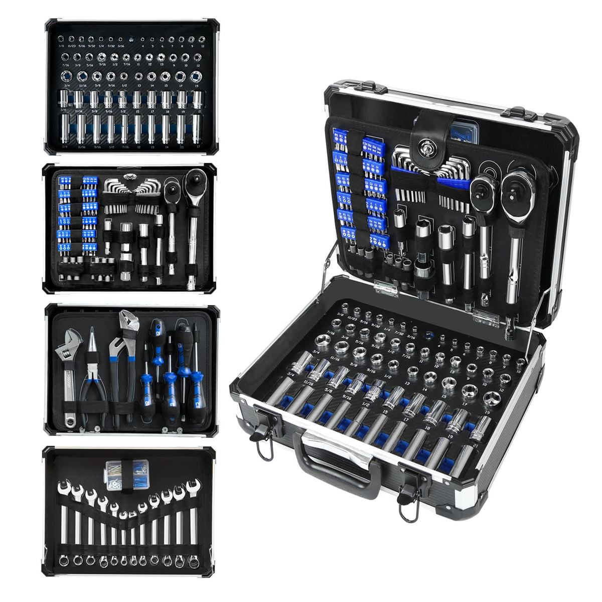 240-Pieces Mechanic Tool Set with Aluminium Tool Box G230884
