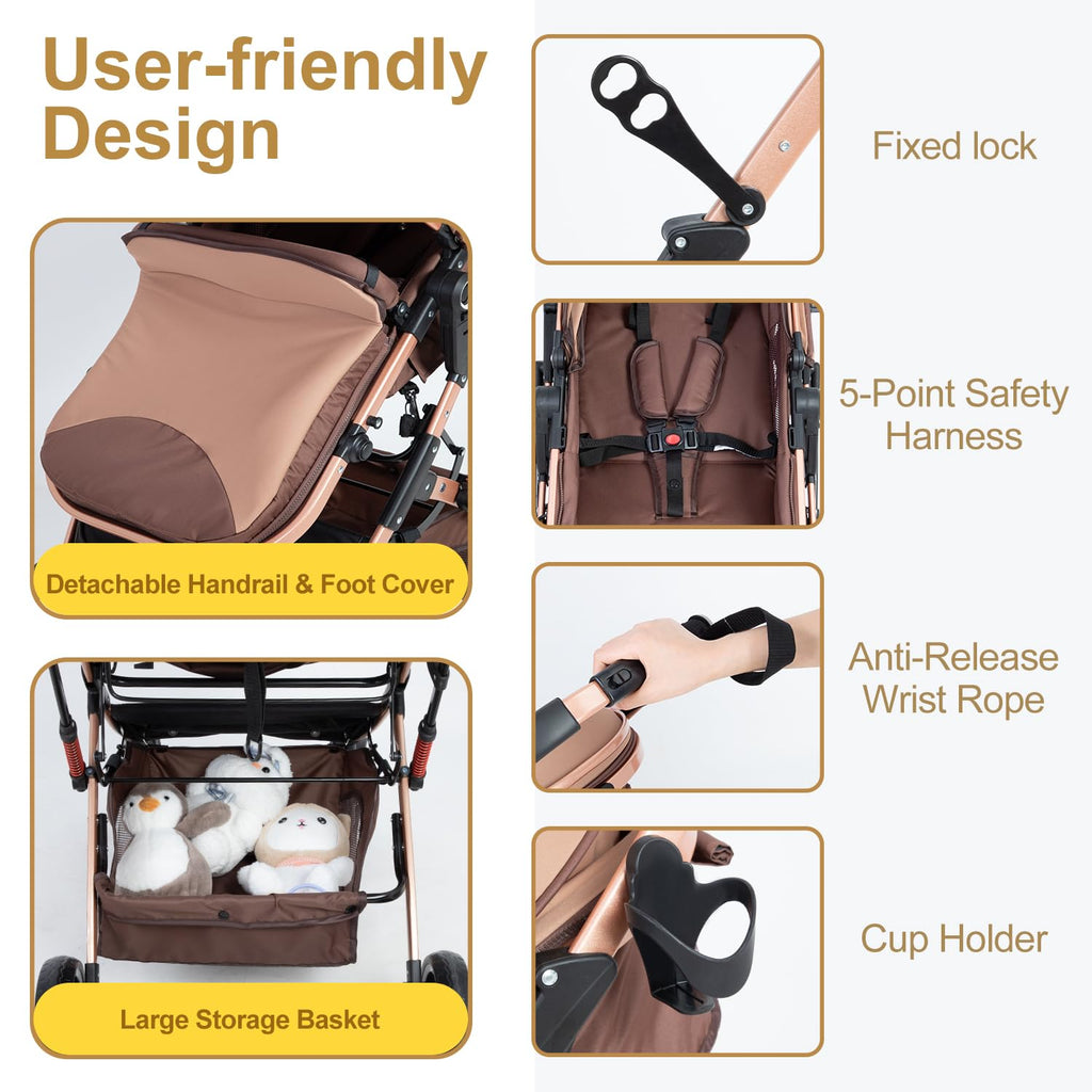 2 in 1 Foldable Baby Stroller with Adjustable Canopy F6809