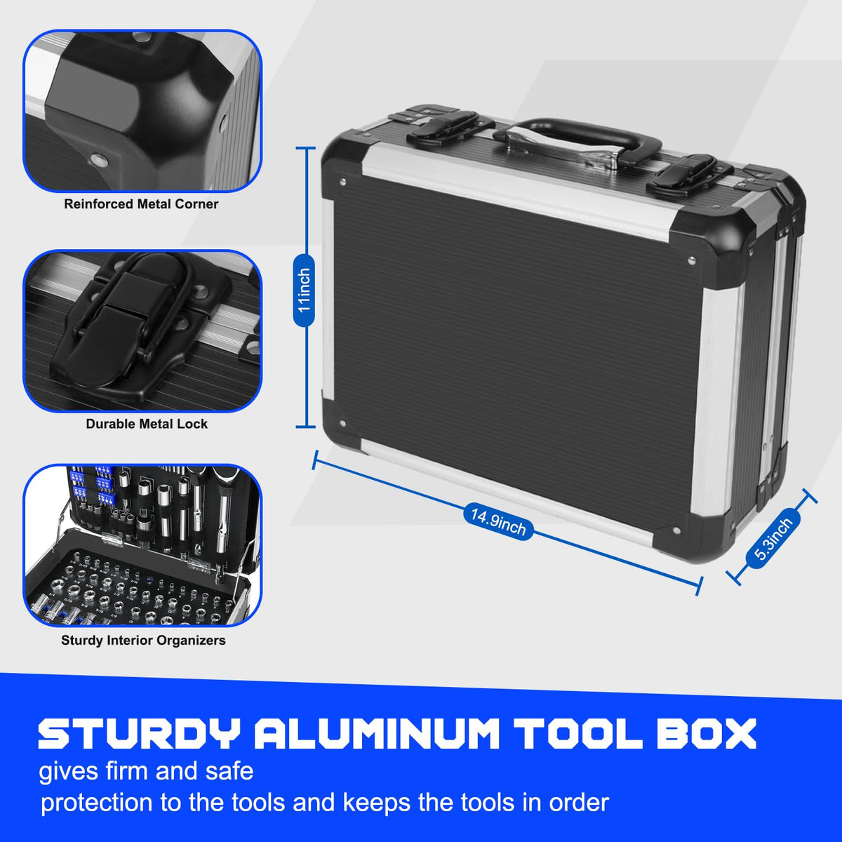 240-Pieces Mechanic Tool Set with Aluminium Tool Box G230884
