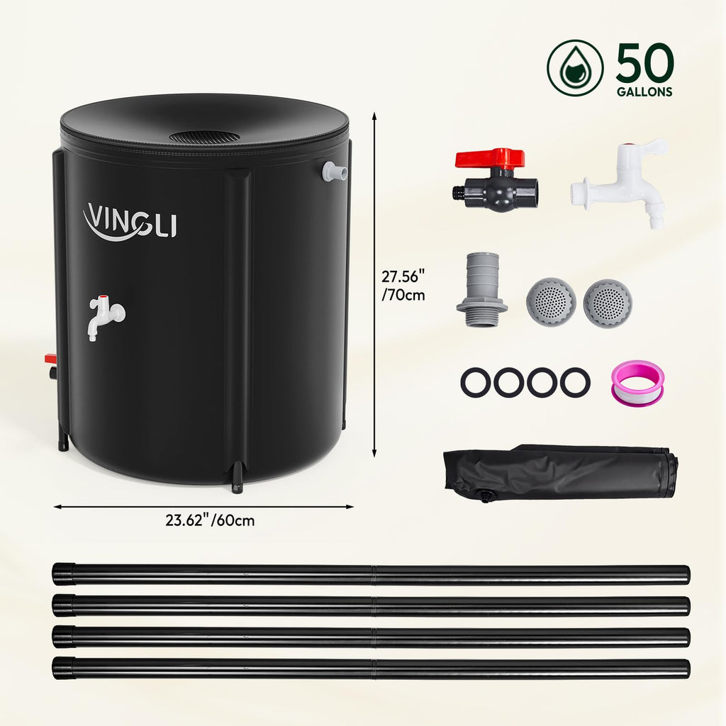 Collapsible 50 Gallon Rain Barrel A81926
