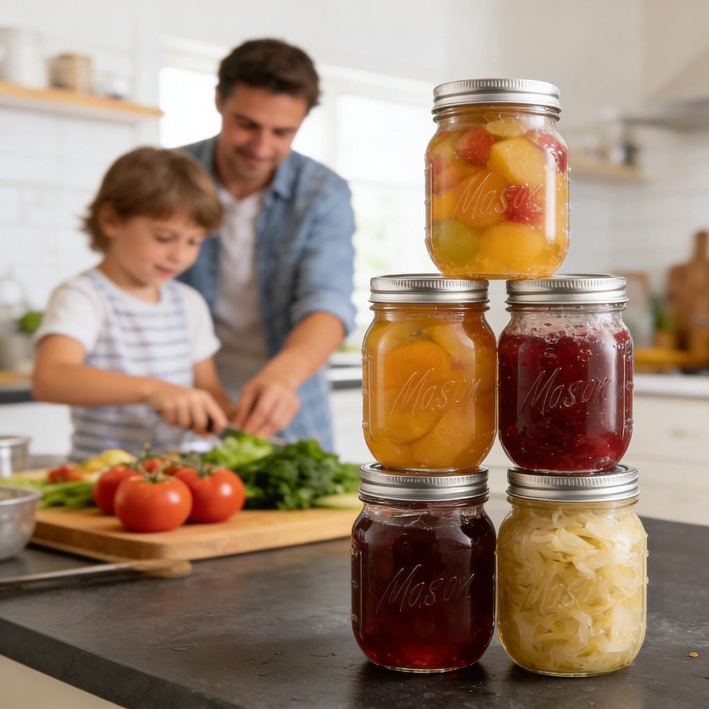 16 oz 6-Pack Regular Mouth Glass Mason Jars with Airtight Lids H7749