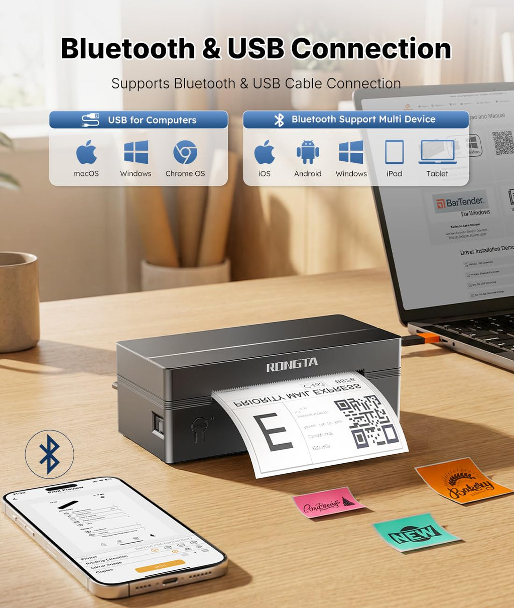 Bluetooth Thermal Shipping Label Printer 4x6 X48013
