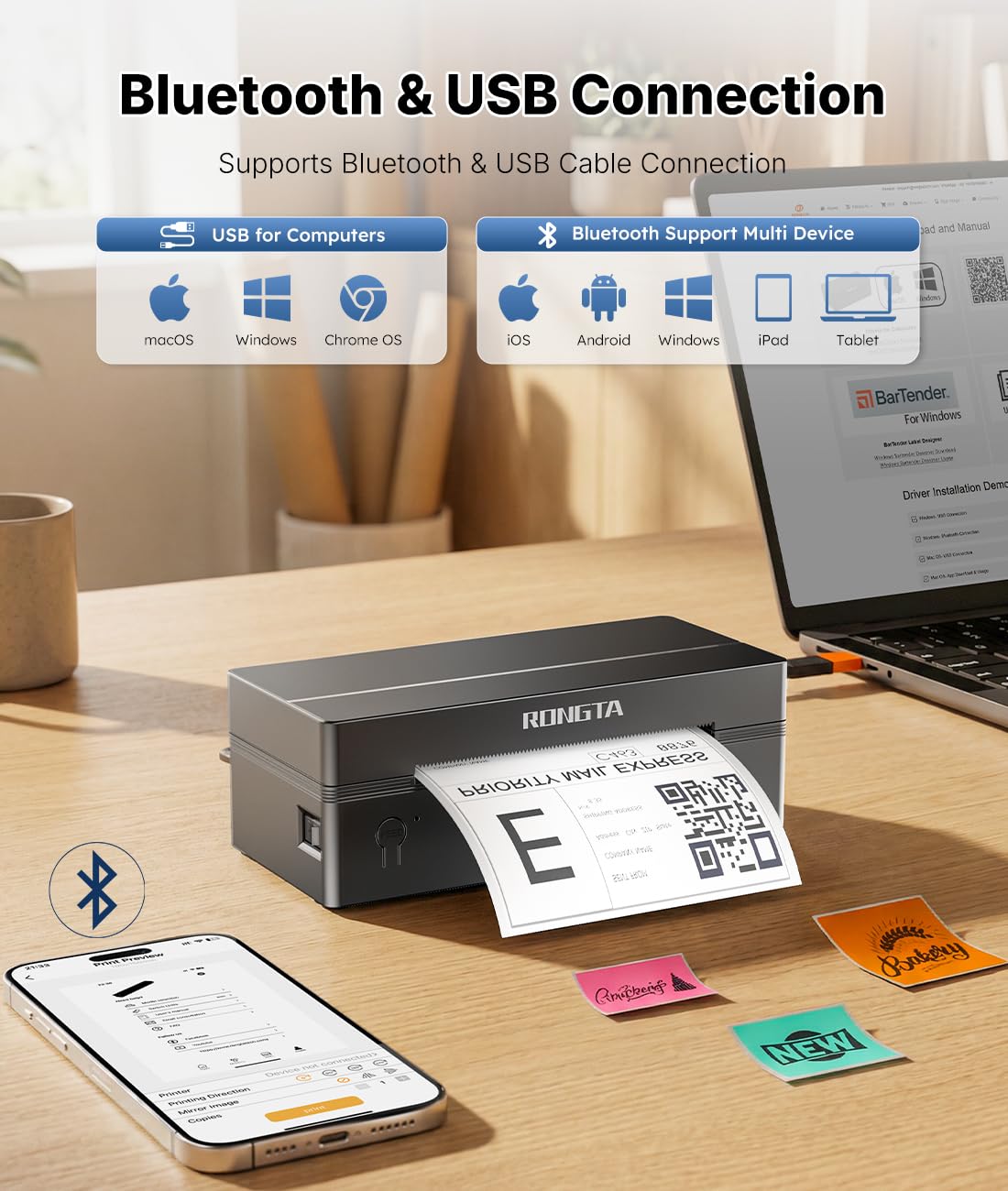 Bluetooth Thermal Shipping Label Printer 4x6 X48013