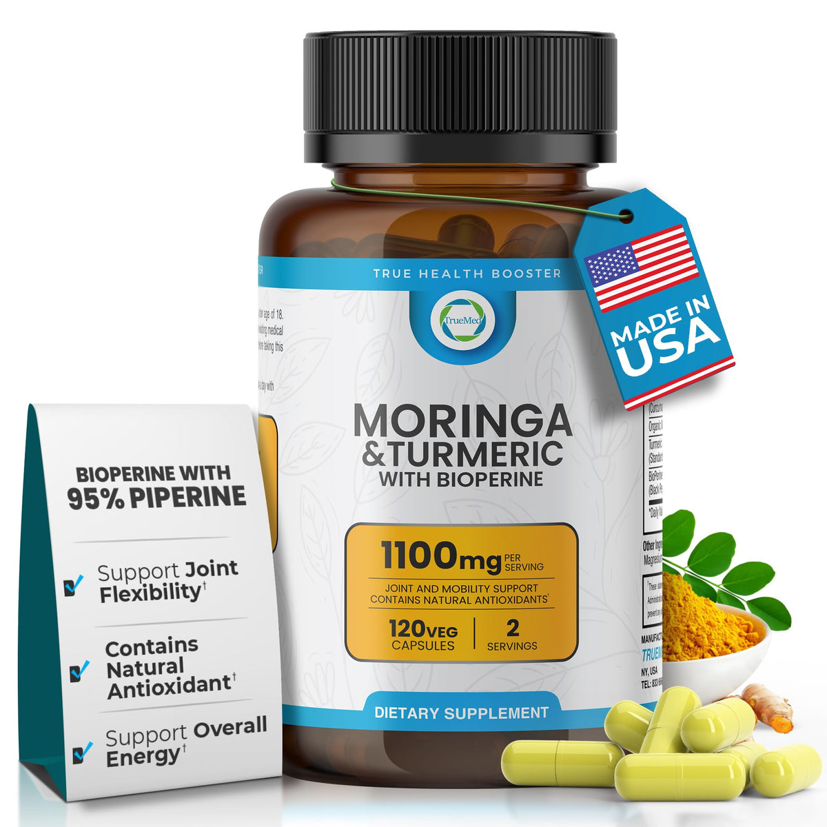 Moringa Turmeric Bioperine Supplement 120CT N738