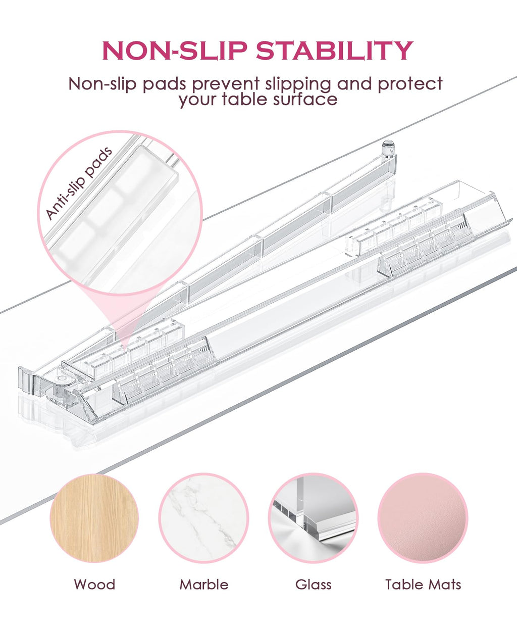 Set of 4 Clear Acrylic Non-slip Mahjong Racks with Pushers L7930