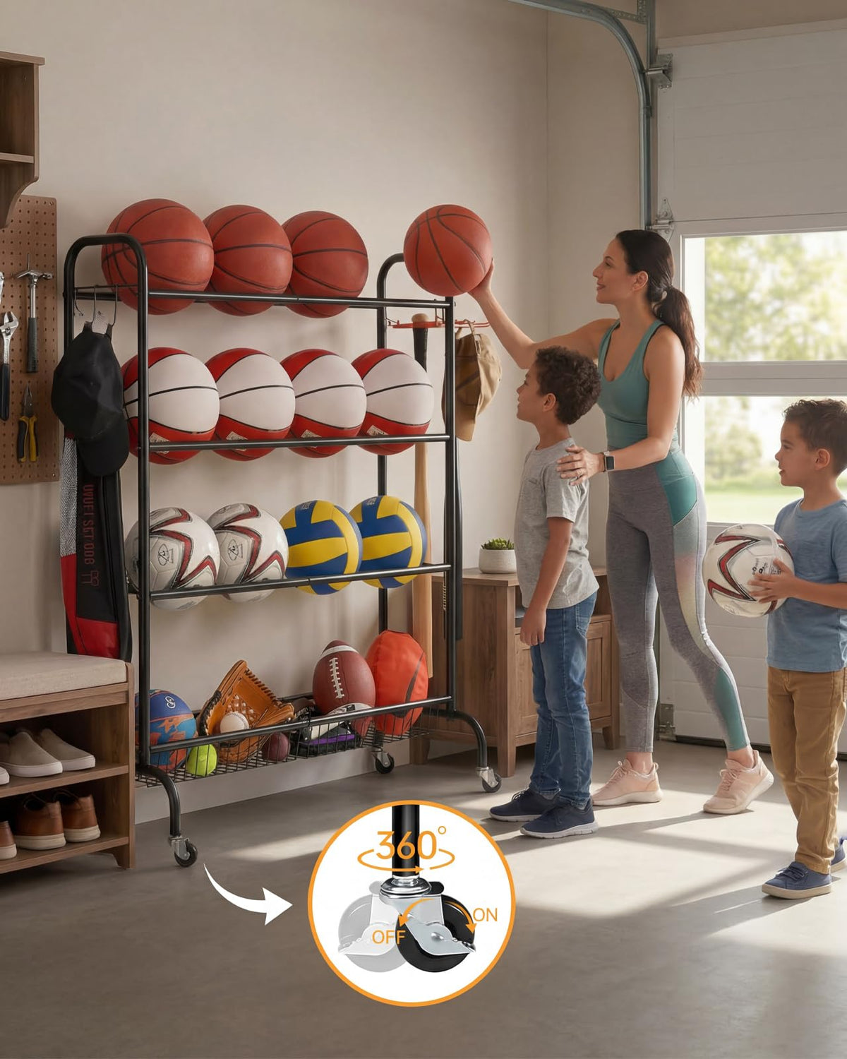 4 Tier Basketball Rack with Wheels A836385