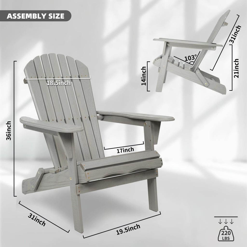Wood Folding Adirondack Chair Set of 2 Solid Cedar J62458
