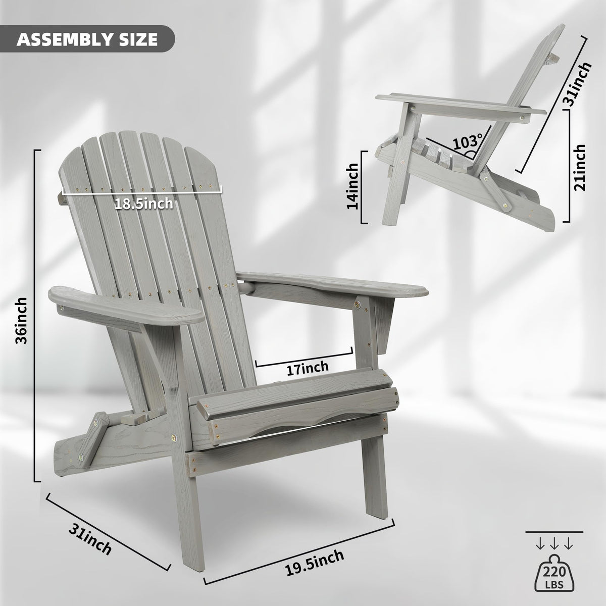 Wood Folding Adirondack Chair Set of 2 Solid Cedar J62458