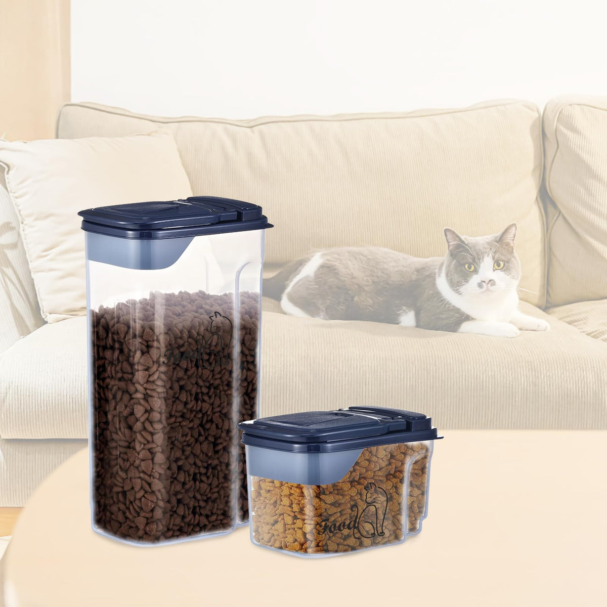 2 Pcs Airtight Pet Food Containers with Pour Spout A466