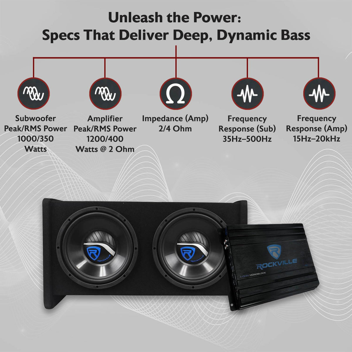 Dual 10" Car Subwoofer Enclosure with Mono Amplifier N8176