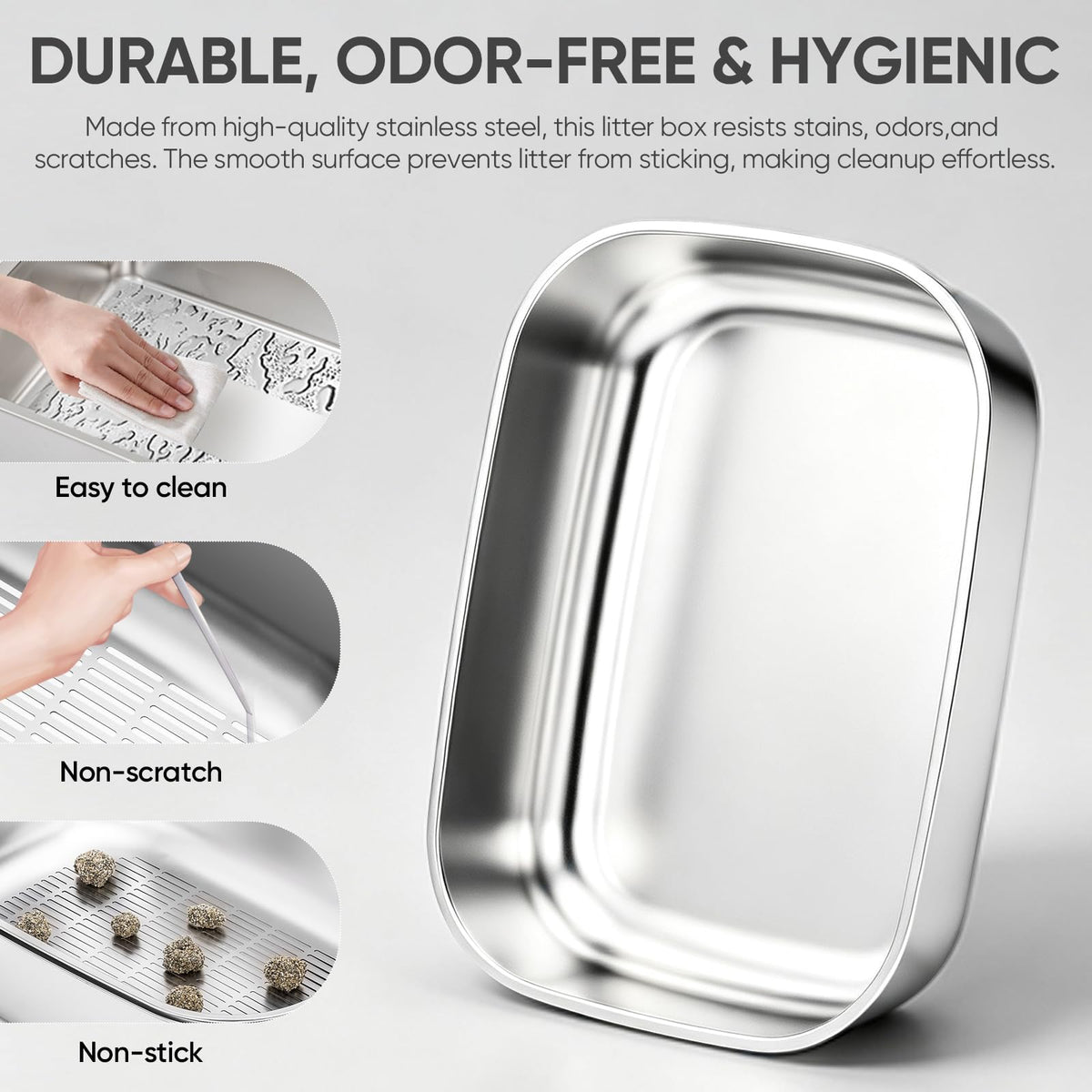 Stainless Steel Sifting Litter Box with Lid Y747244