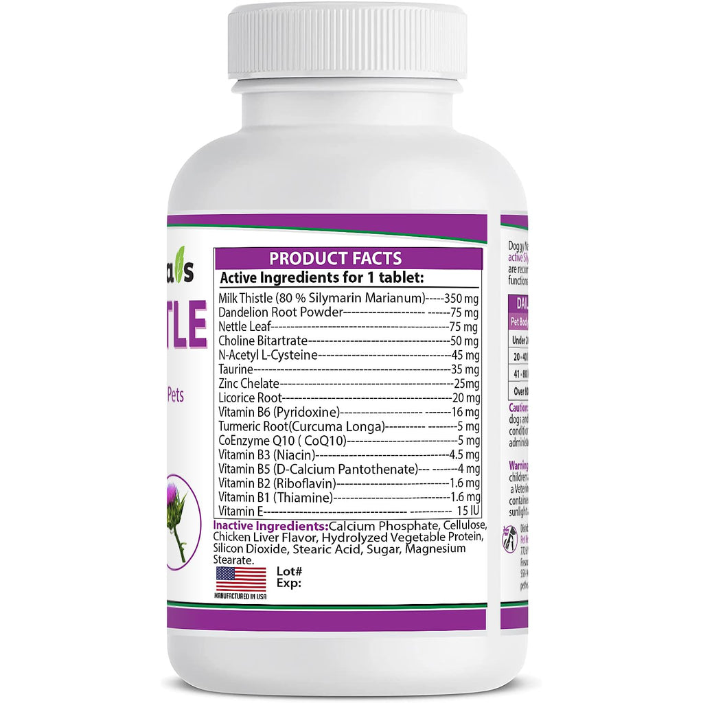 Milk Thistle Liver Health Supplement for Dogs 120 tabs A563