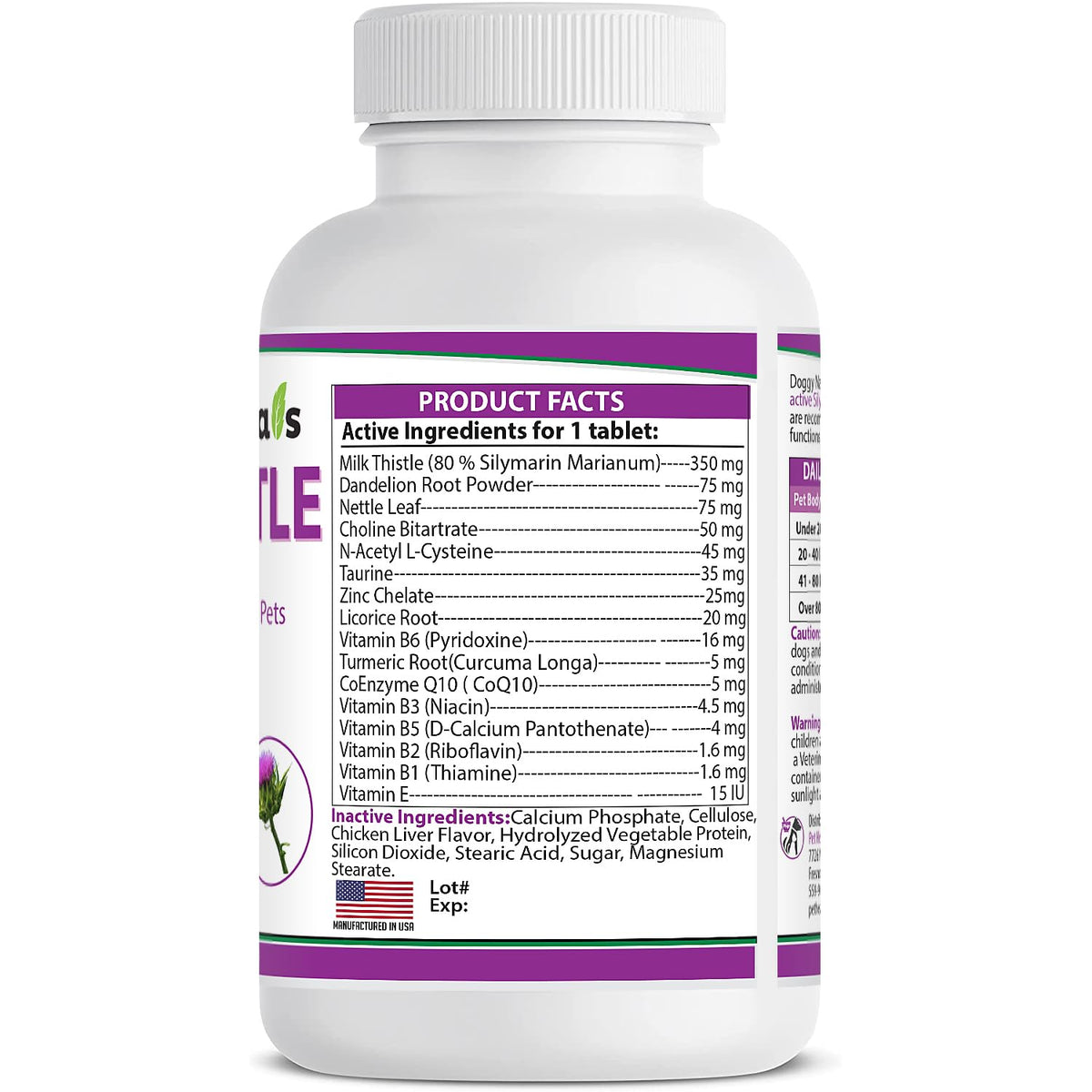 Milk Thistle Liver Health Supplement for Dogs 120 tabs A563