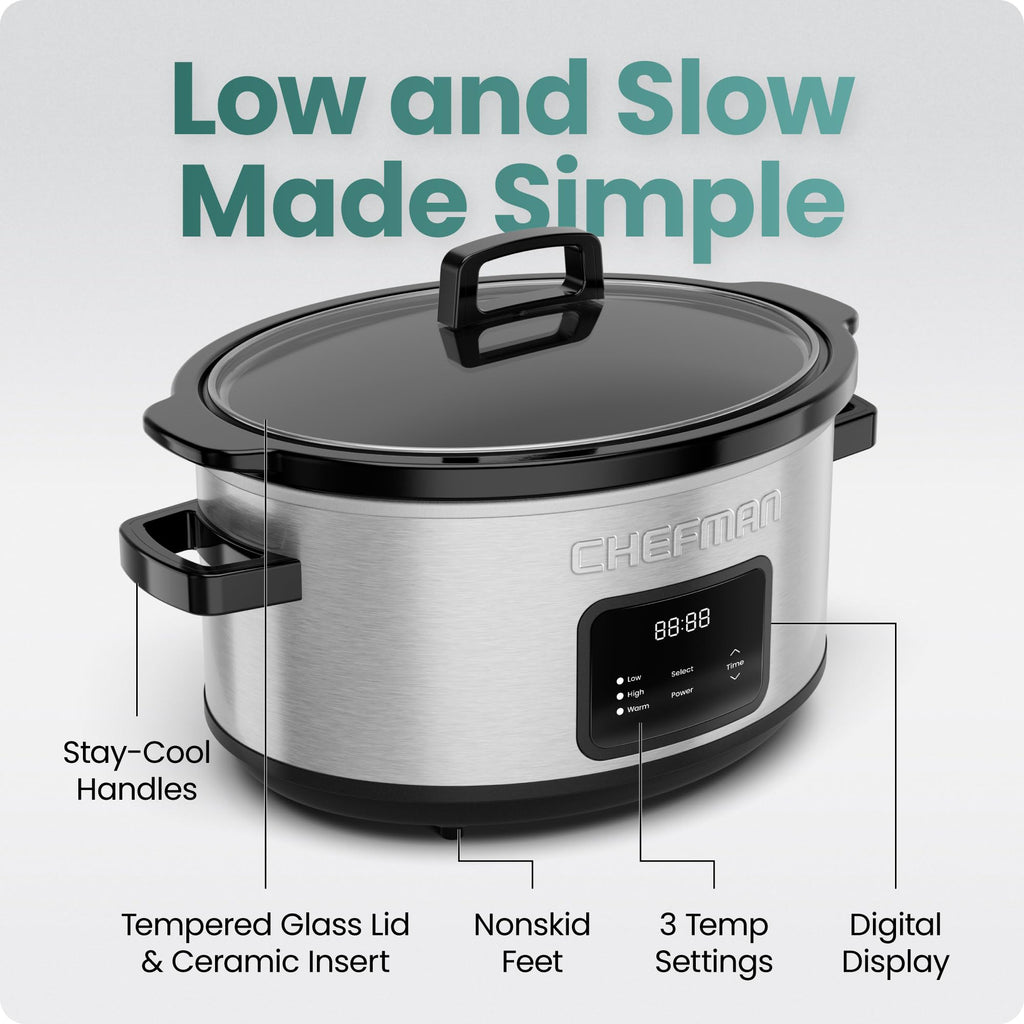 7 Quart Programmable Digital Slow Cooker with Ceramic Crock D489