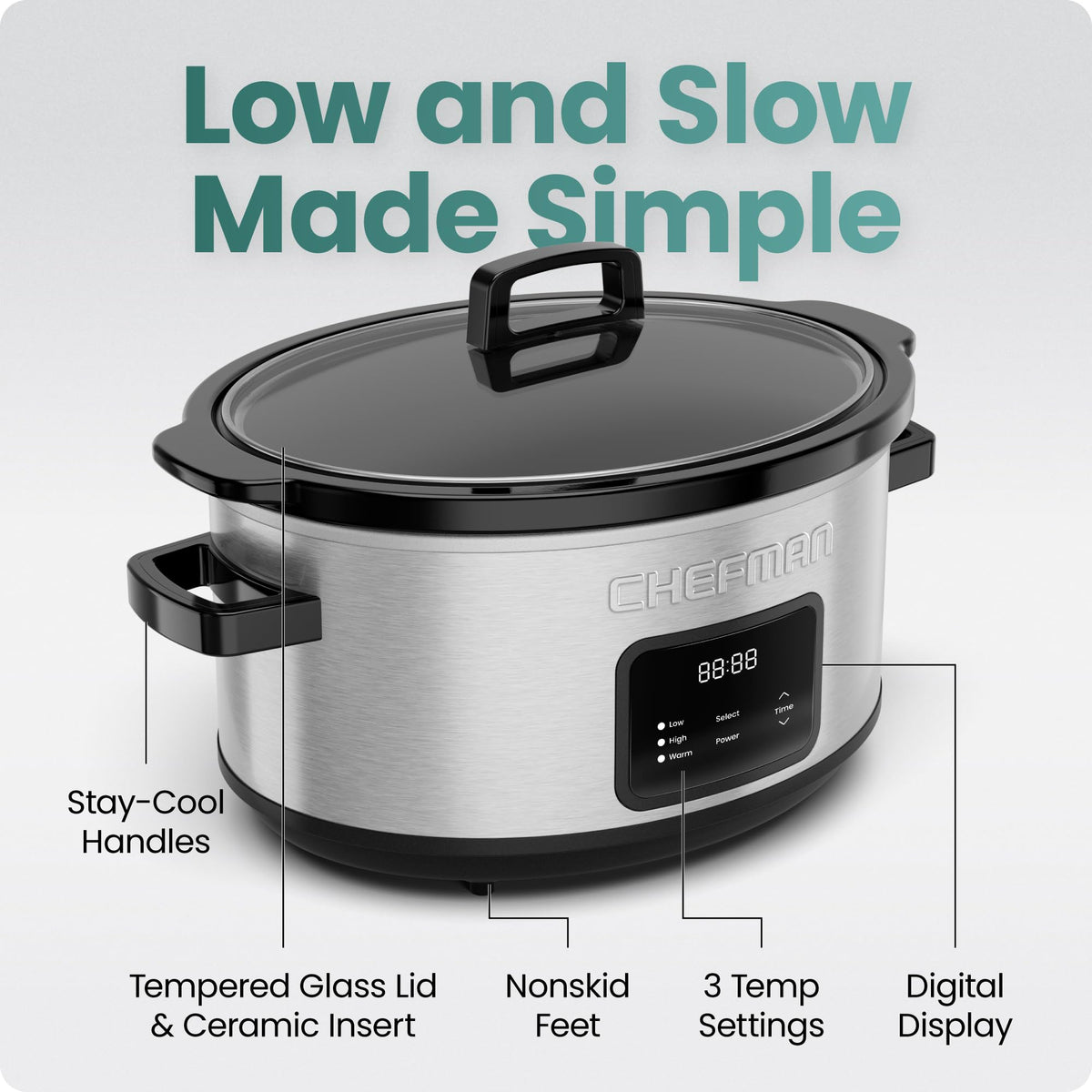 7 Quart Programmable Digital Slow Cooker with Ceramic Crock D489
