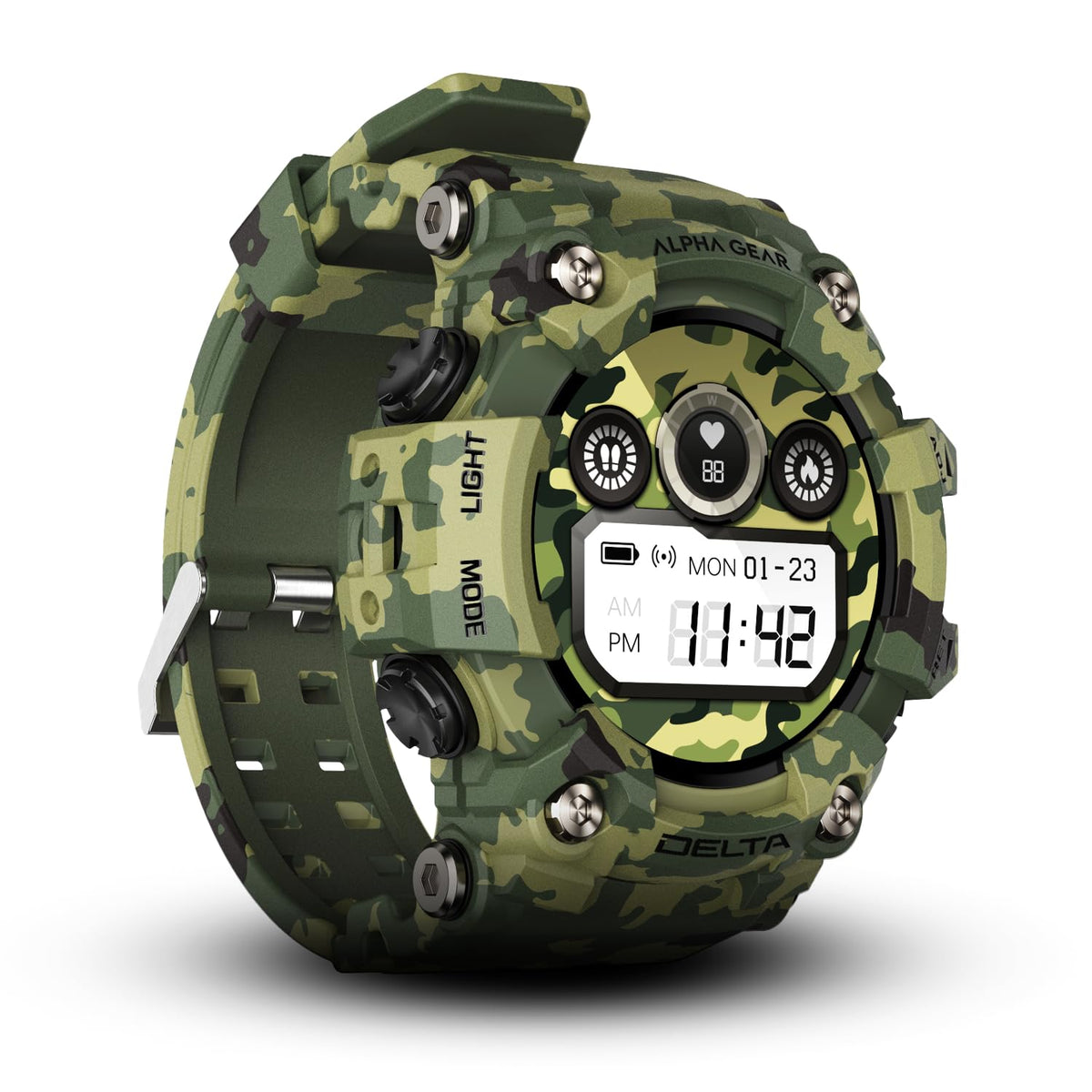 Camo Green Rugged Smartwatch D6046