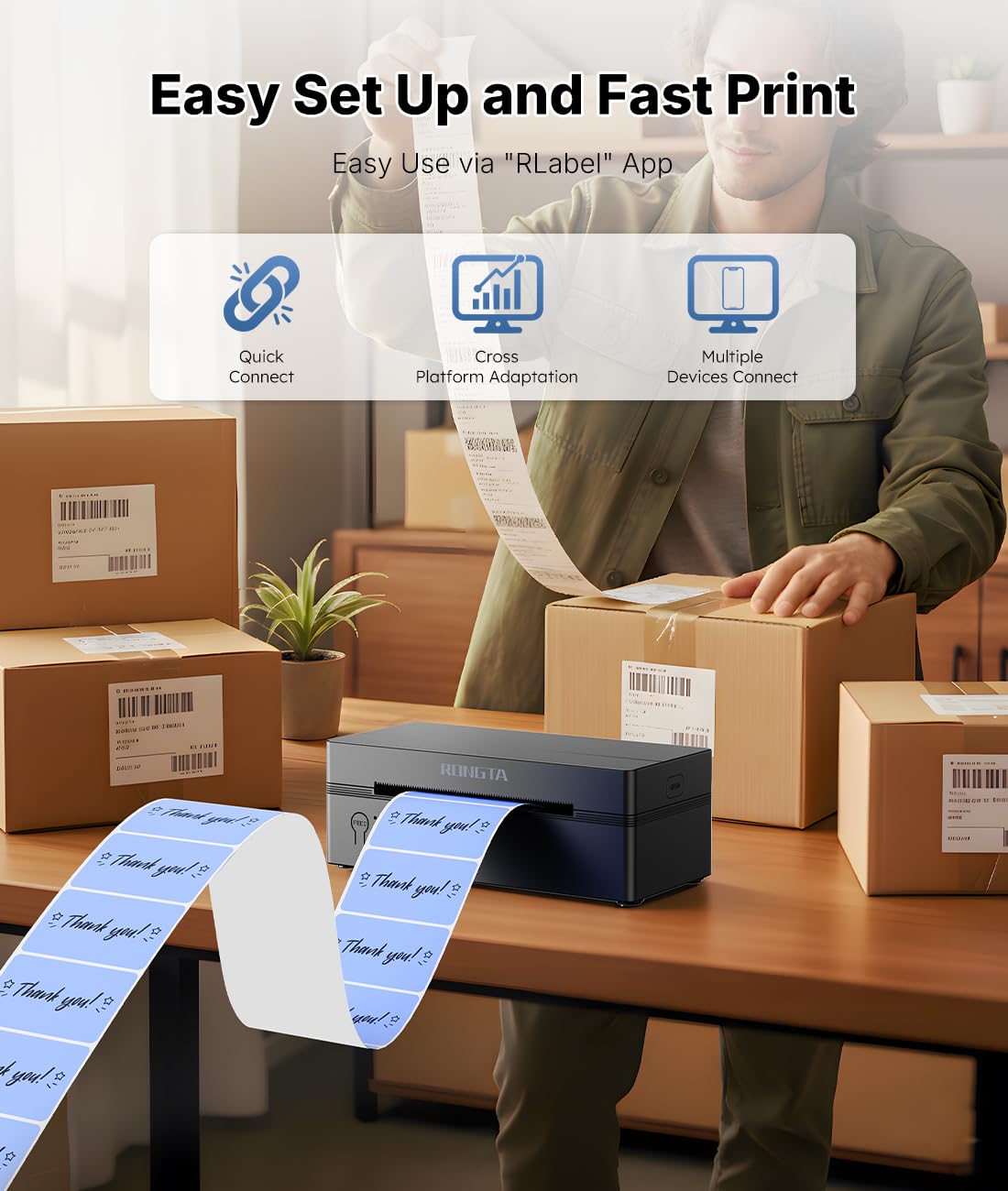 Bluetooth Thermal Shipping Label Printer 4x6 X48013