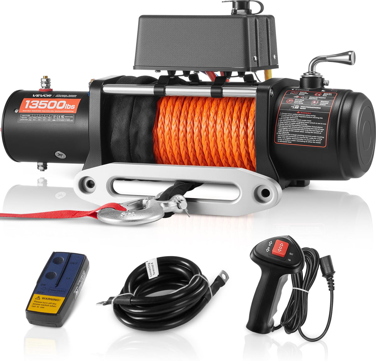 13,500 lb 12V DC Electric Truck Winch with Synthetic Rope M137