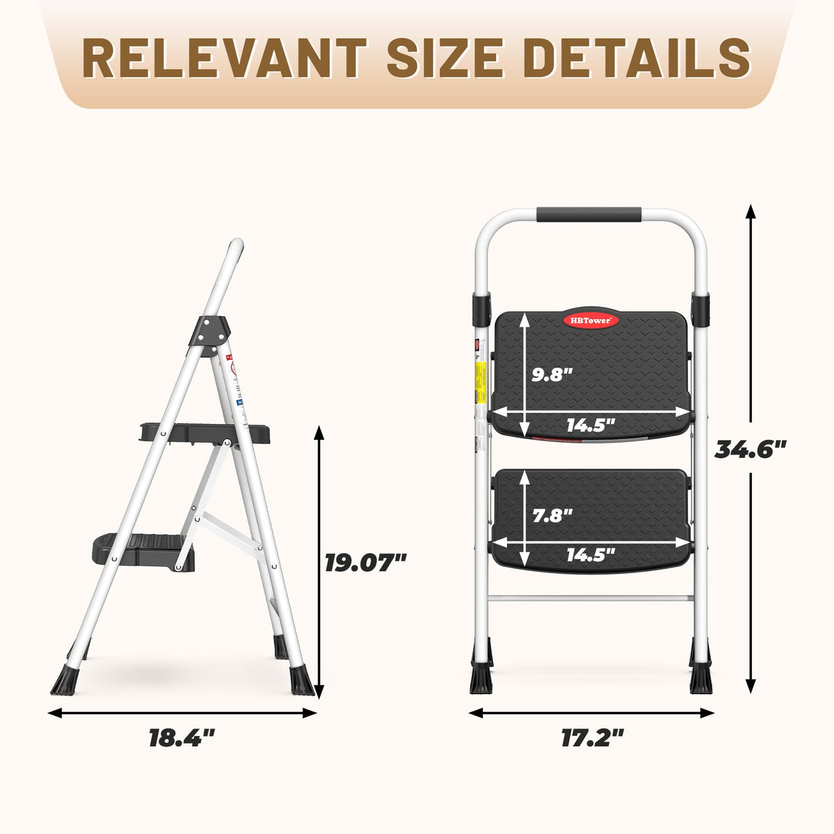 2 Step Ladder with Anti-Slip Pedal T735883
