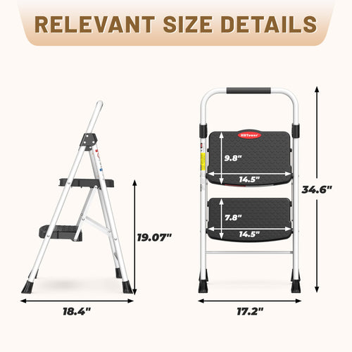 2 Step Ladder with Anti-Slip Pedal T735883
