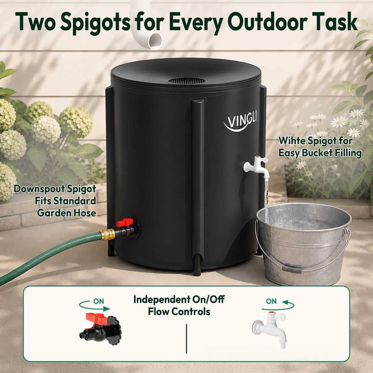 Collapsible 50 Gallon Rain Barrel A81926