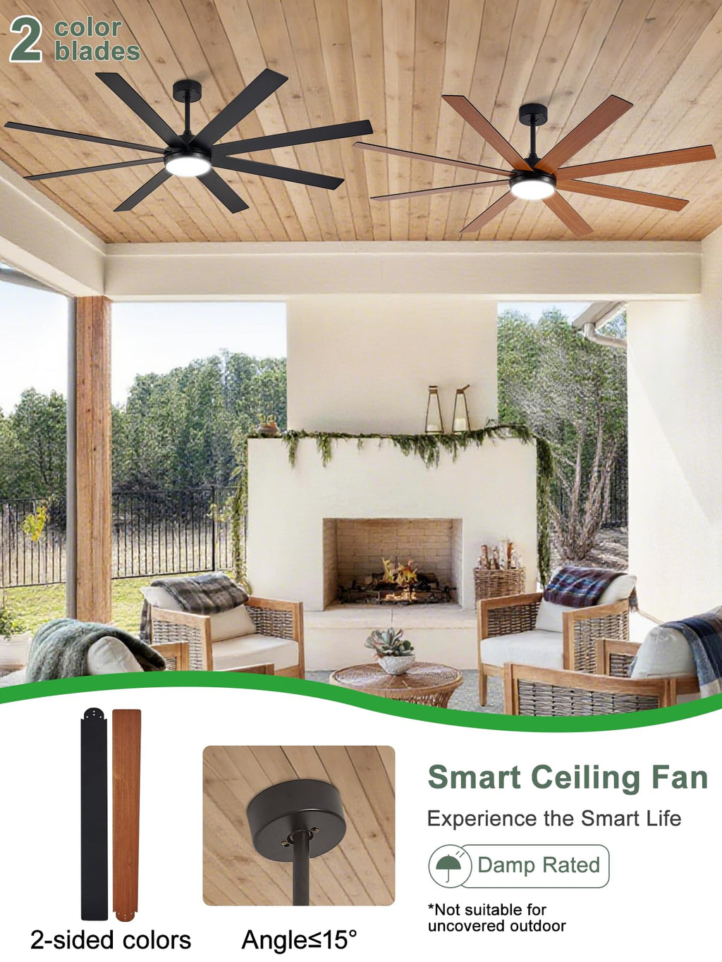 Black 72in Ceiling Fan with Lights A276766