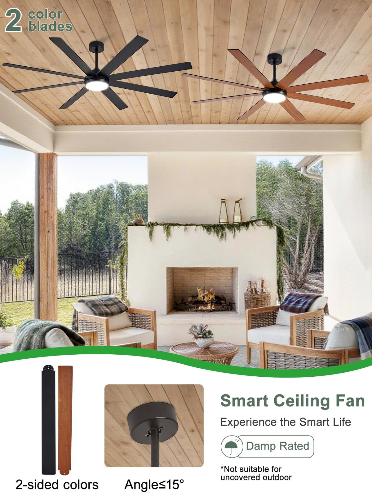 Black 72in Ceiling Fan with Lights A276766