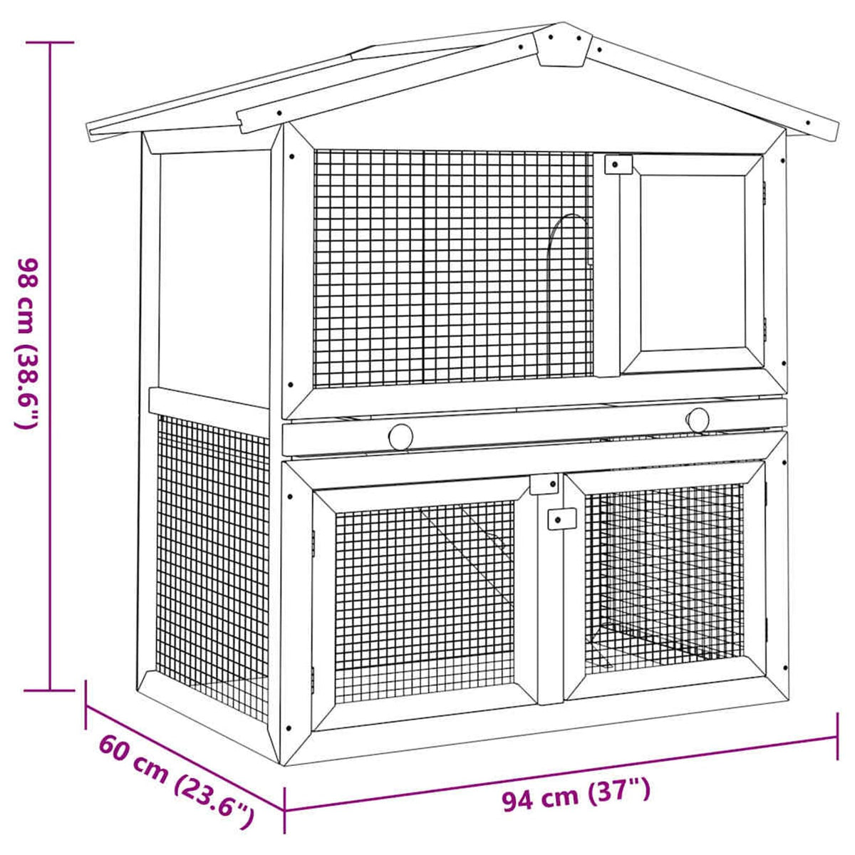 2-Tier Wooden Rabbit Hutch with Ramp S5118