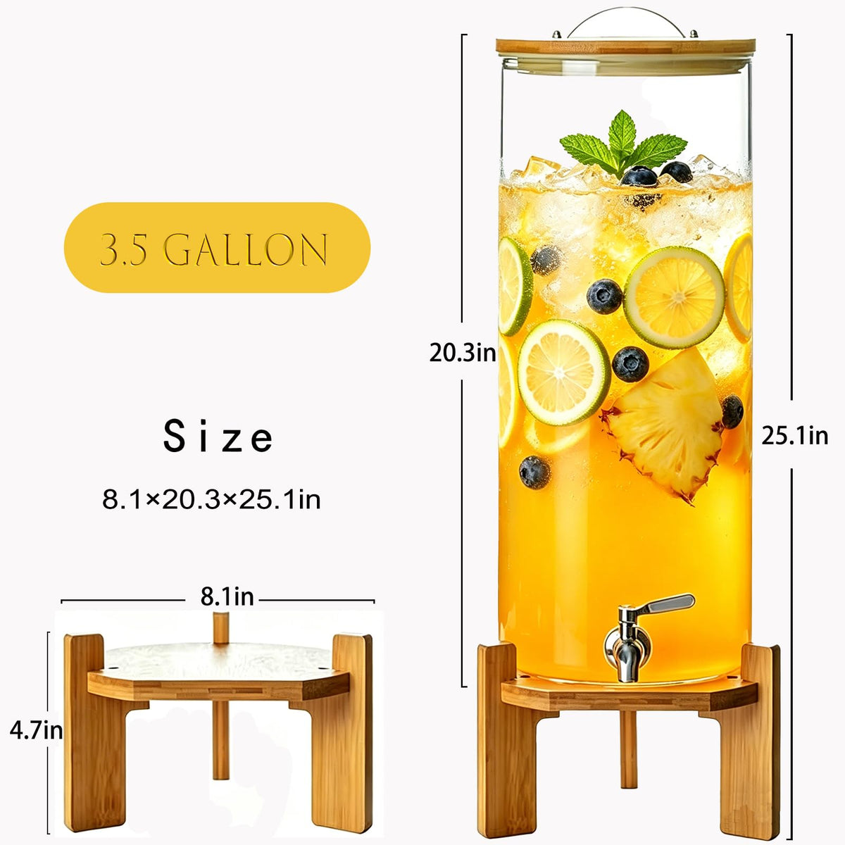 3.5 Gallon Glass Beverage Dispenser with Stand R268108