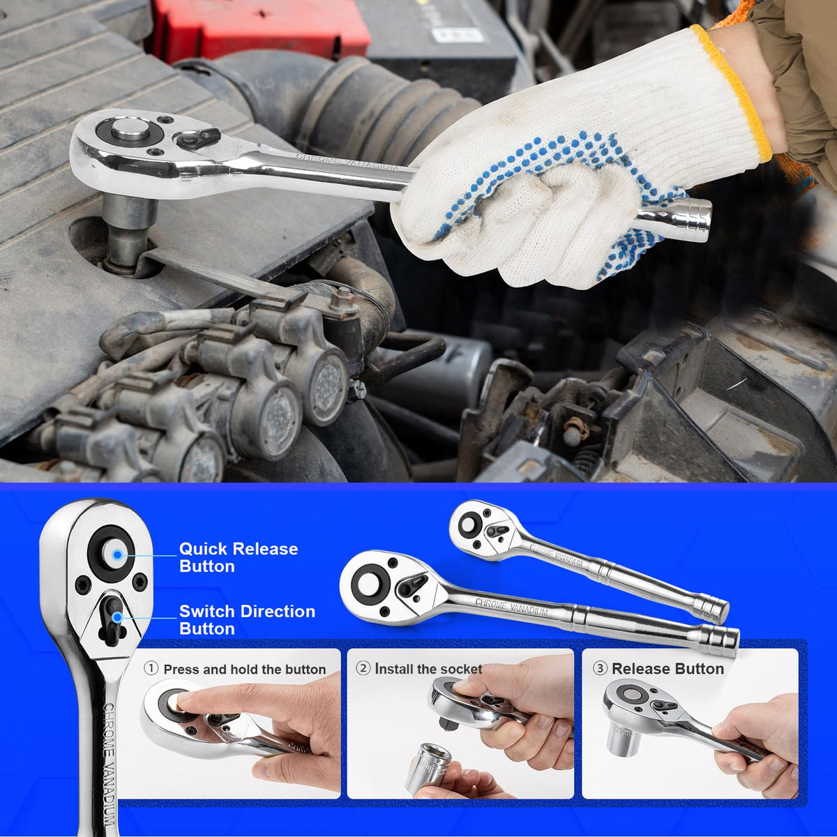 240-Pieces Mechanic Tool Set with Aluminium Tool Box G230884