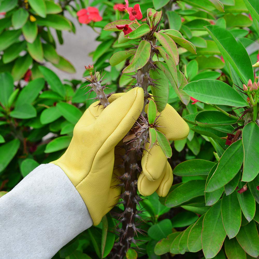 Long Leather Gardening Gloves with Adjustable Cuff M143283