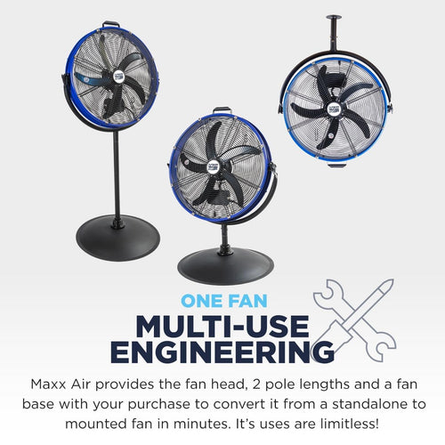 20" 3-In-1 Metal Pedestal Wall Floor Fan Z835