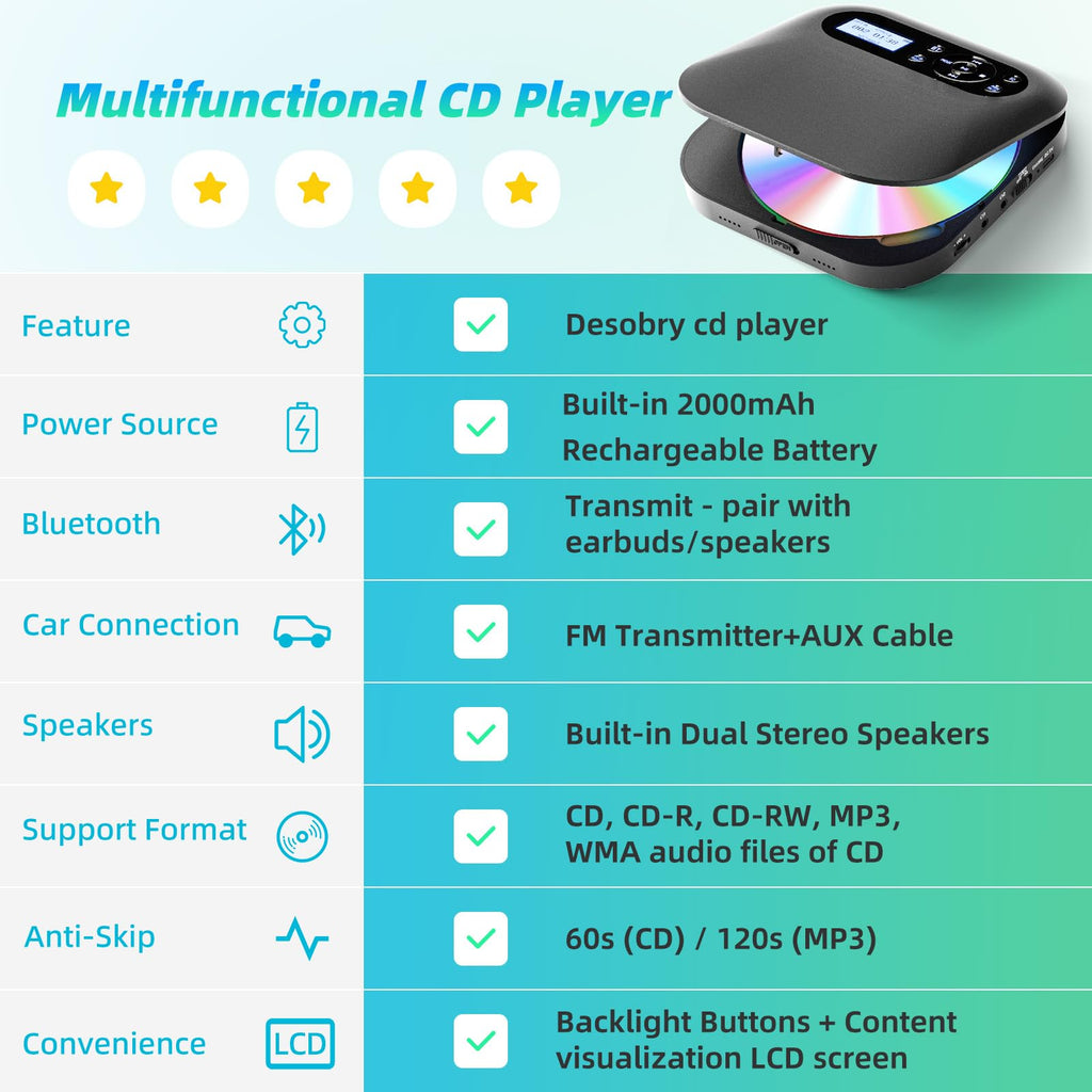Portable CD Player with Bluetooth R969