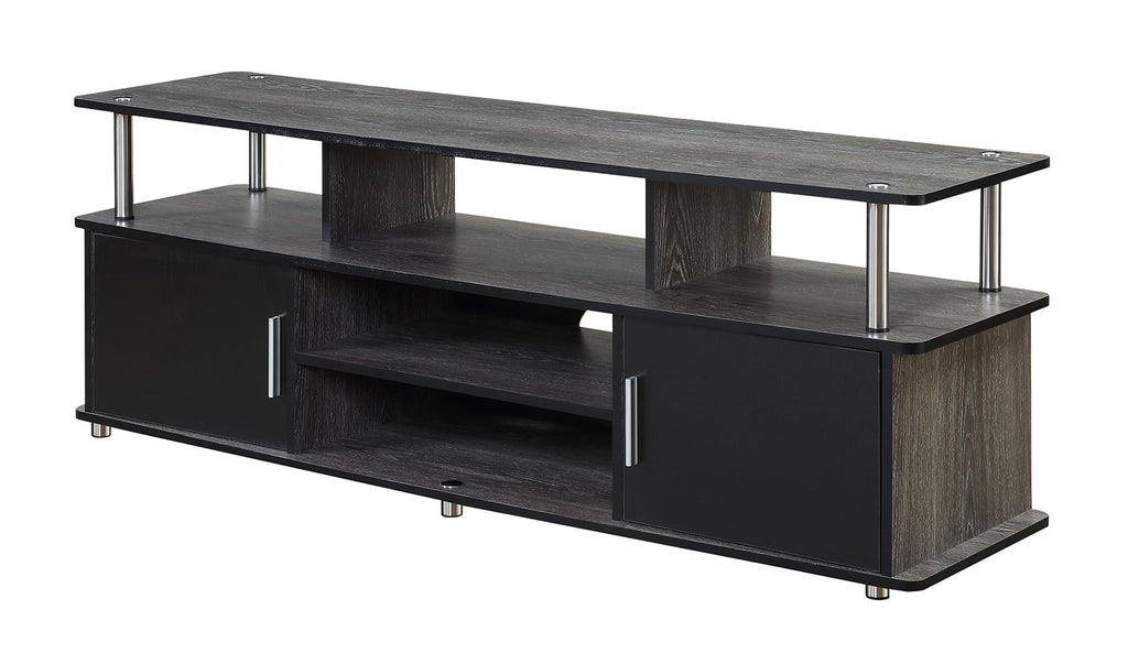 60" Weathered Gray Wood TV Stand with Cabinets and Shelves L478