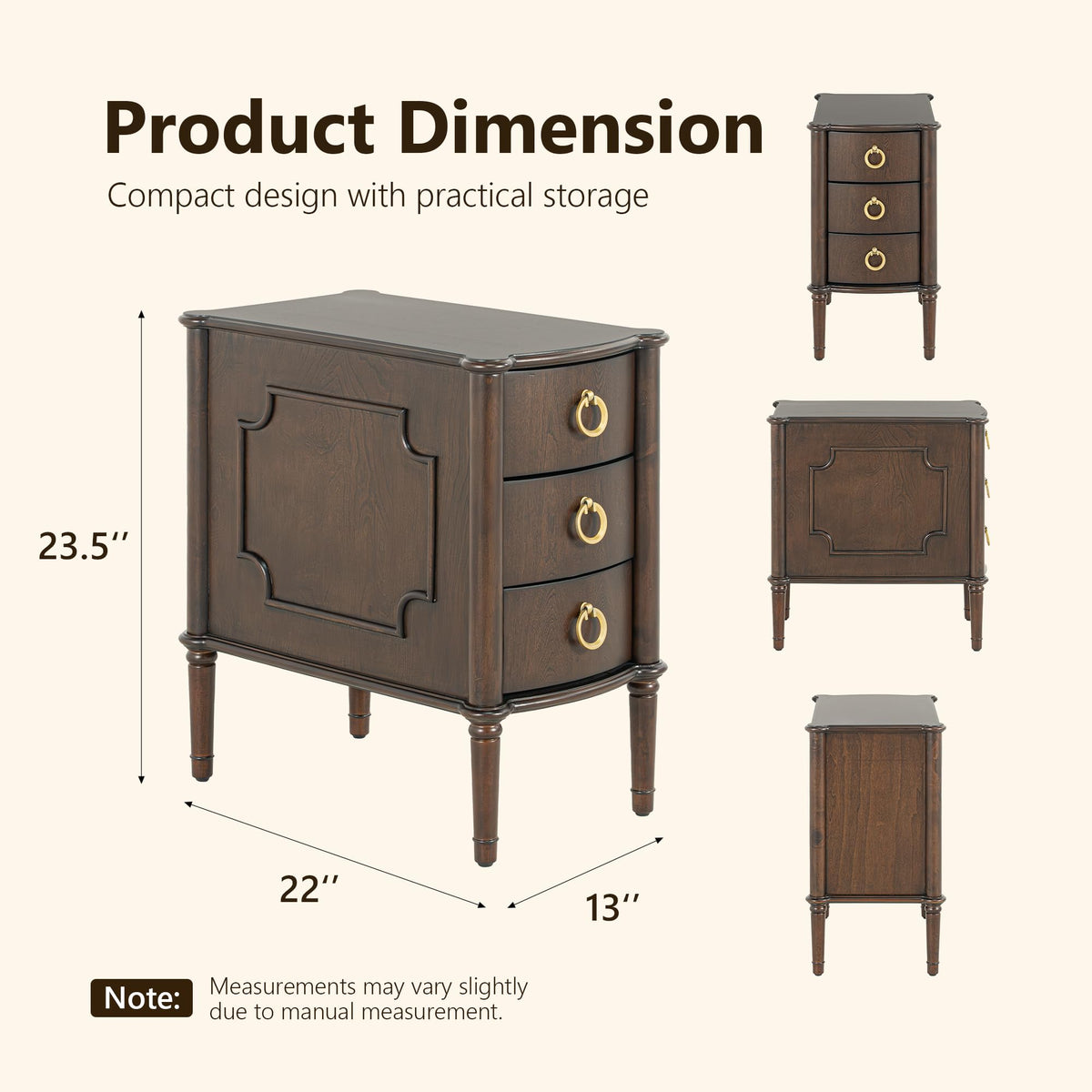 Narrow Wood Nightstands Set of 2 I6810