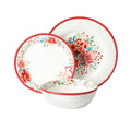 Red 12-Piece Stoneware Dinnerware Set D2909