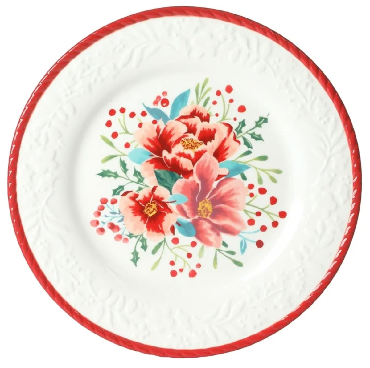 Red 12-Piece Stoneware Dinnerware Set D2909