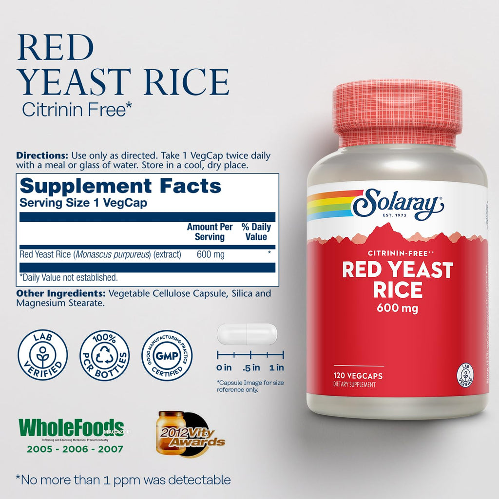 Red Yeast Rice 600mg 120 Veggie Capsules A9057