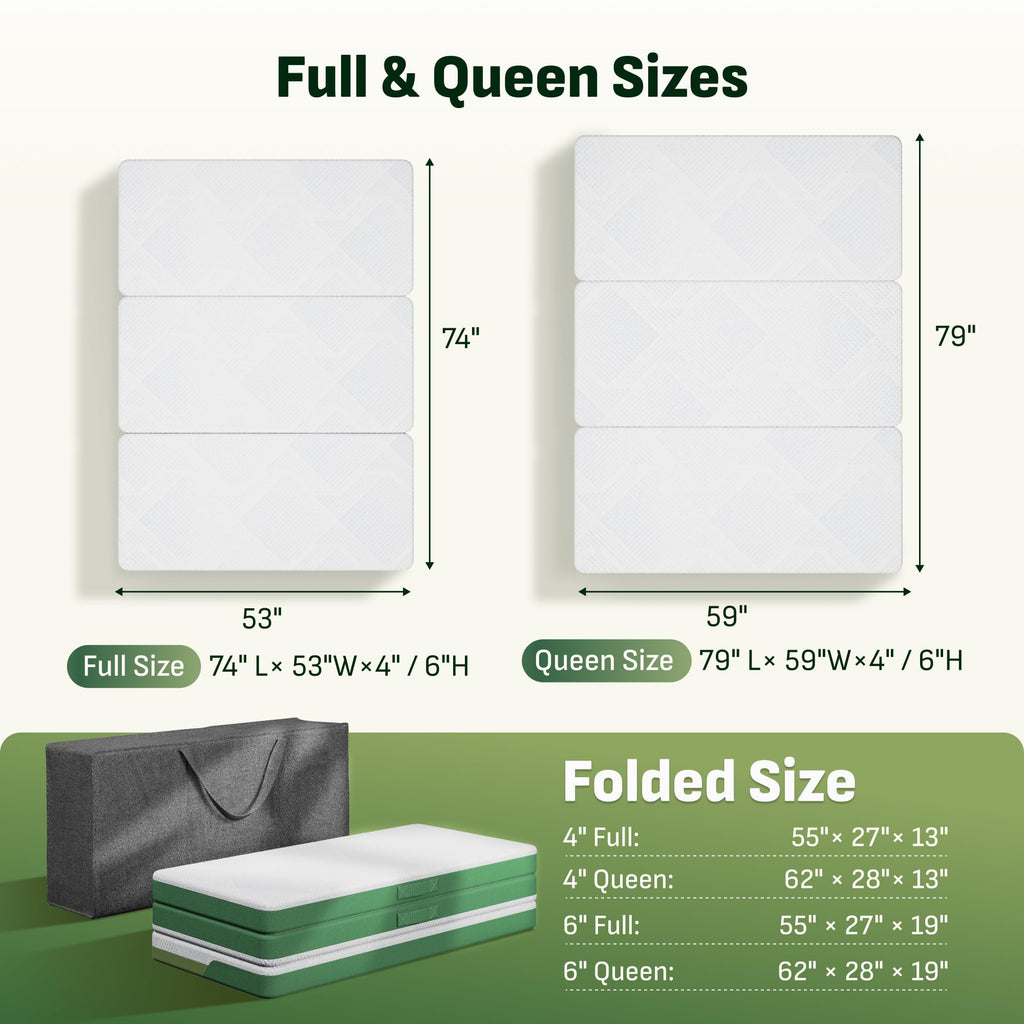 Tri-Fold Mattress Full 6 Inch Memory Foam U37984